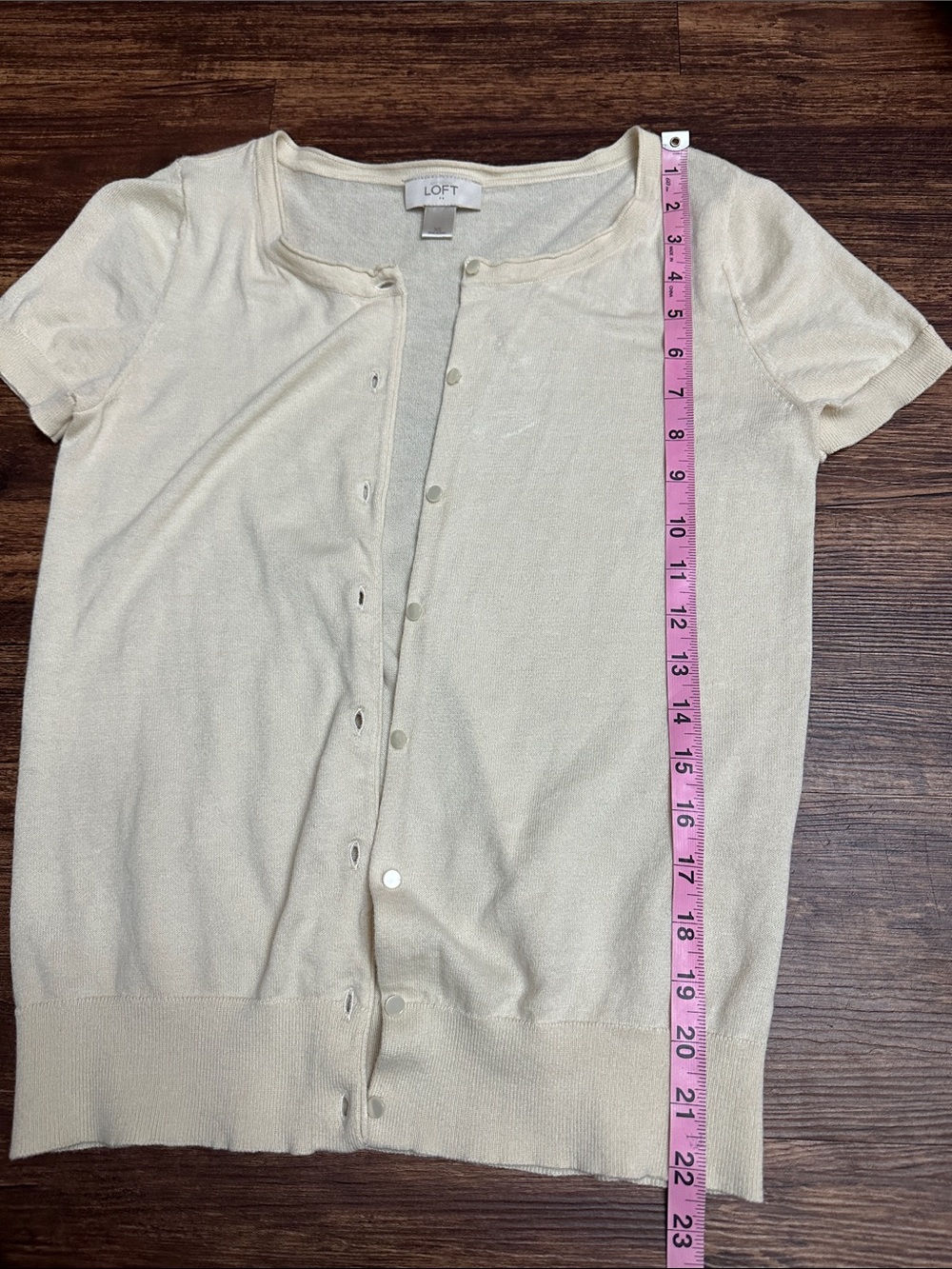 LOFT XS cream cardigan dainty short sleeve button down - Picture 6 of 6